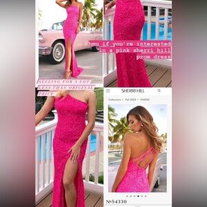 Sherri Hill Fuchsia One-Shoulder Gown
